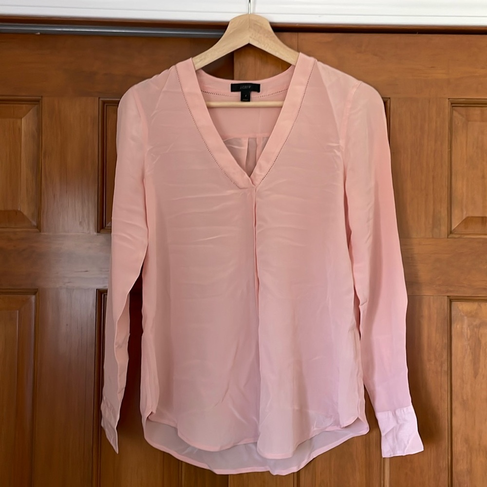 Pink silk J Crew Blouse, size 2